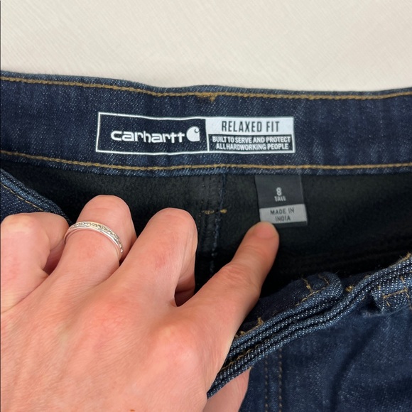 NEW Carhartt women’s rugged flex fleece lined jean relaxed fit size 8 tall long - Picture 5 of 9